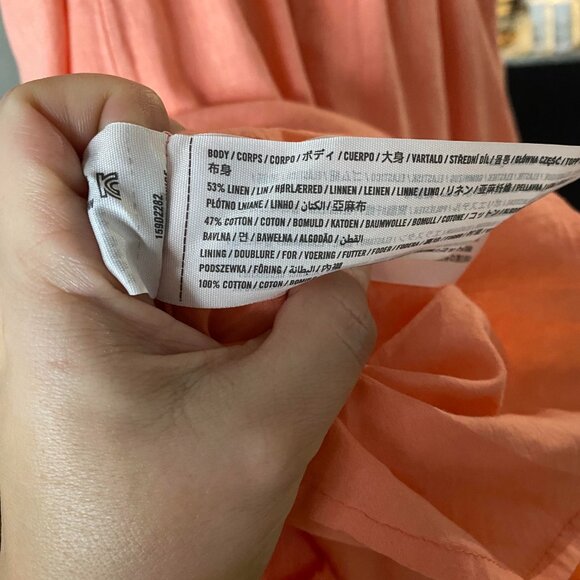 Abercrombie & Fitch Coral Linen Blend Midi Dress with Pockets Size M - Picture 10 of 11